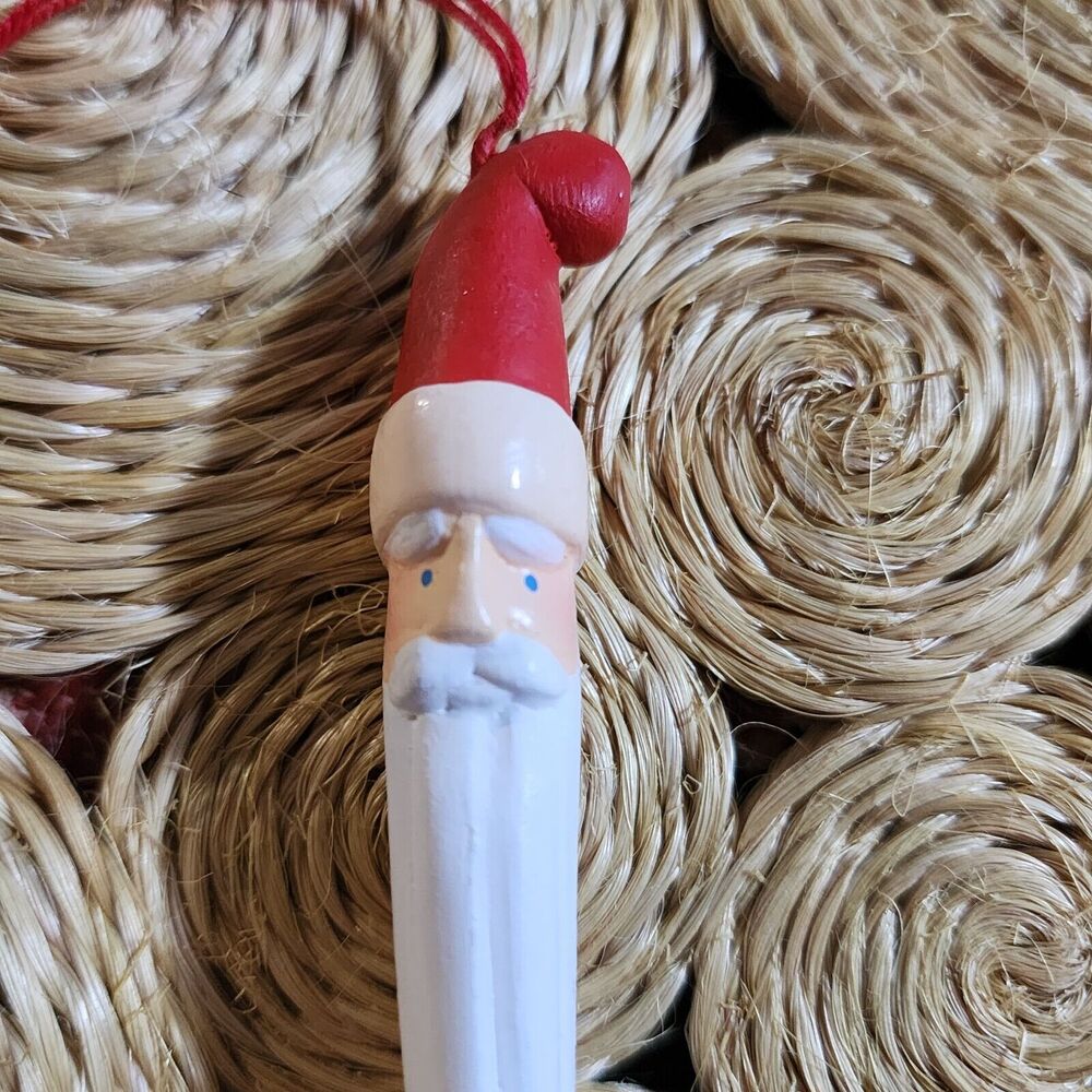 Vtg. Department 56 Carved Santa Ornament Icicle Head Beard 7 1/2” Christmas